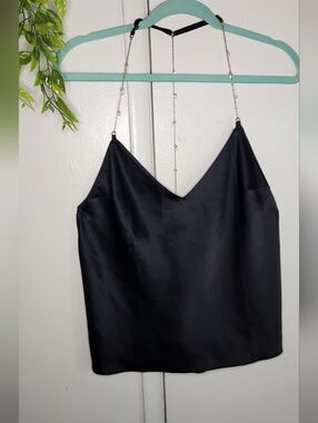 ✨ Victoria’s Secret Satin Chain Strap Cami Top – Black | Size M ✨